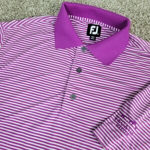 FootJoy Mens Medium Purple White Striped Performance Stretch Golf Polo SS